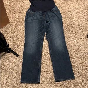 Indigo blue straight leg jeans